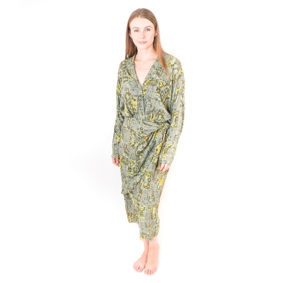 Nicole Miller Dresses & Skirts - VINTAGE NICOLE MILLER Green Wrap Midi Dress 10